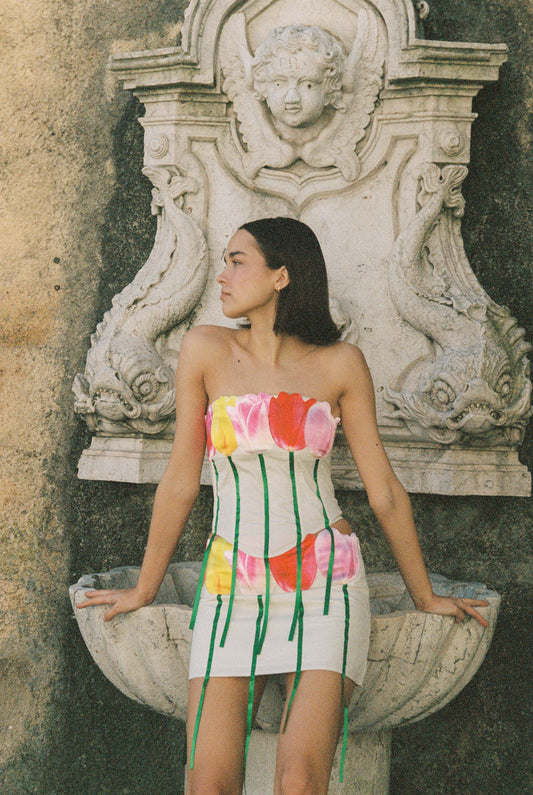Tulip Bouquet Corset - Off-White