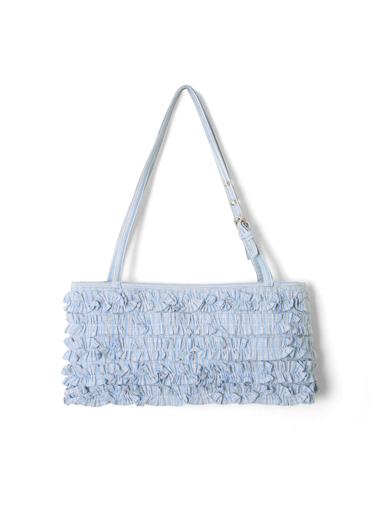 Sophia Ruffle Baguette Bag - Blue Business Stripe