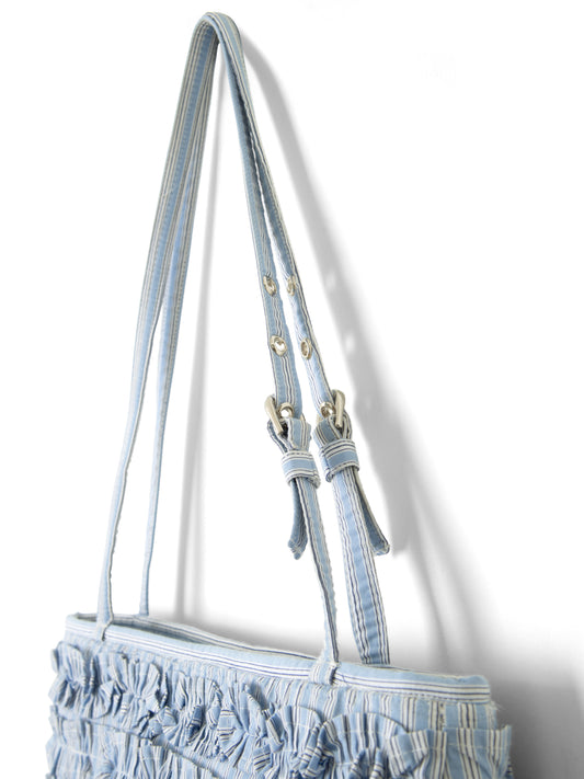 Sophia Ruffle Baguette Bag - Blue Business Stripe