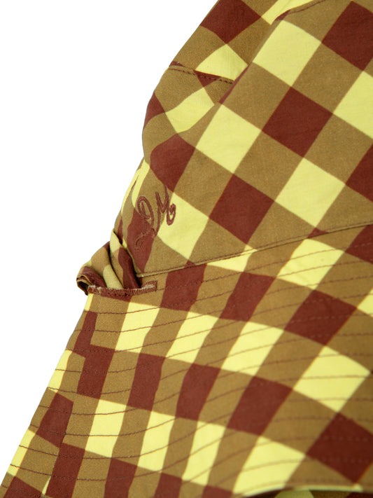 Sunhat With Tie - Choc Avo Gingham