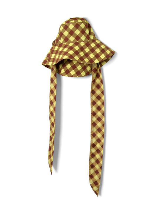 Sunhat With Tie - Choc Avo Gingham