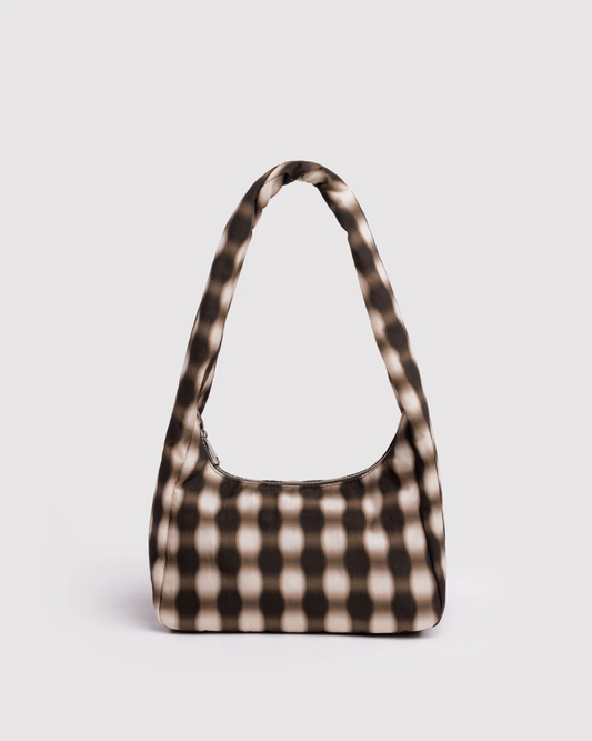 Small Nylon Meringue Bag - Blurred Gingham Brown