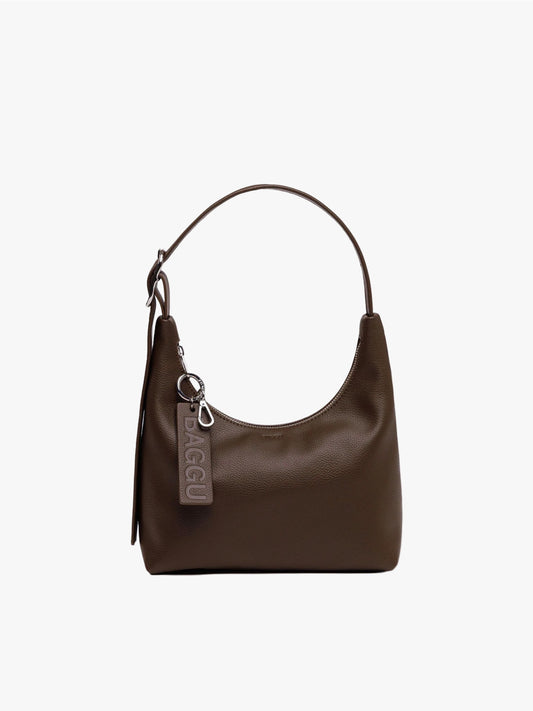 Mini Recycled Leather Shoulder Bag - Brown
