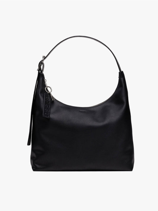Recycled Leather Shoulder Bag - Black