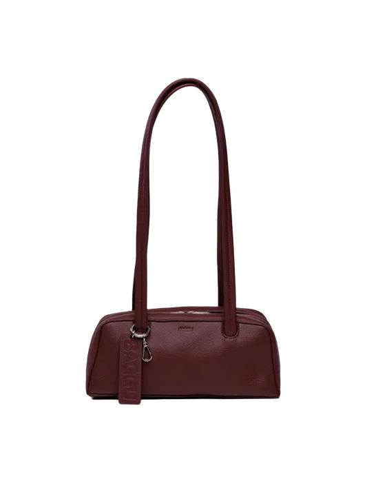 Small Recycled Leather Bowler Bag - Mahogany
