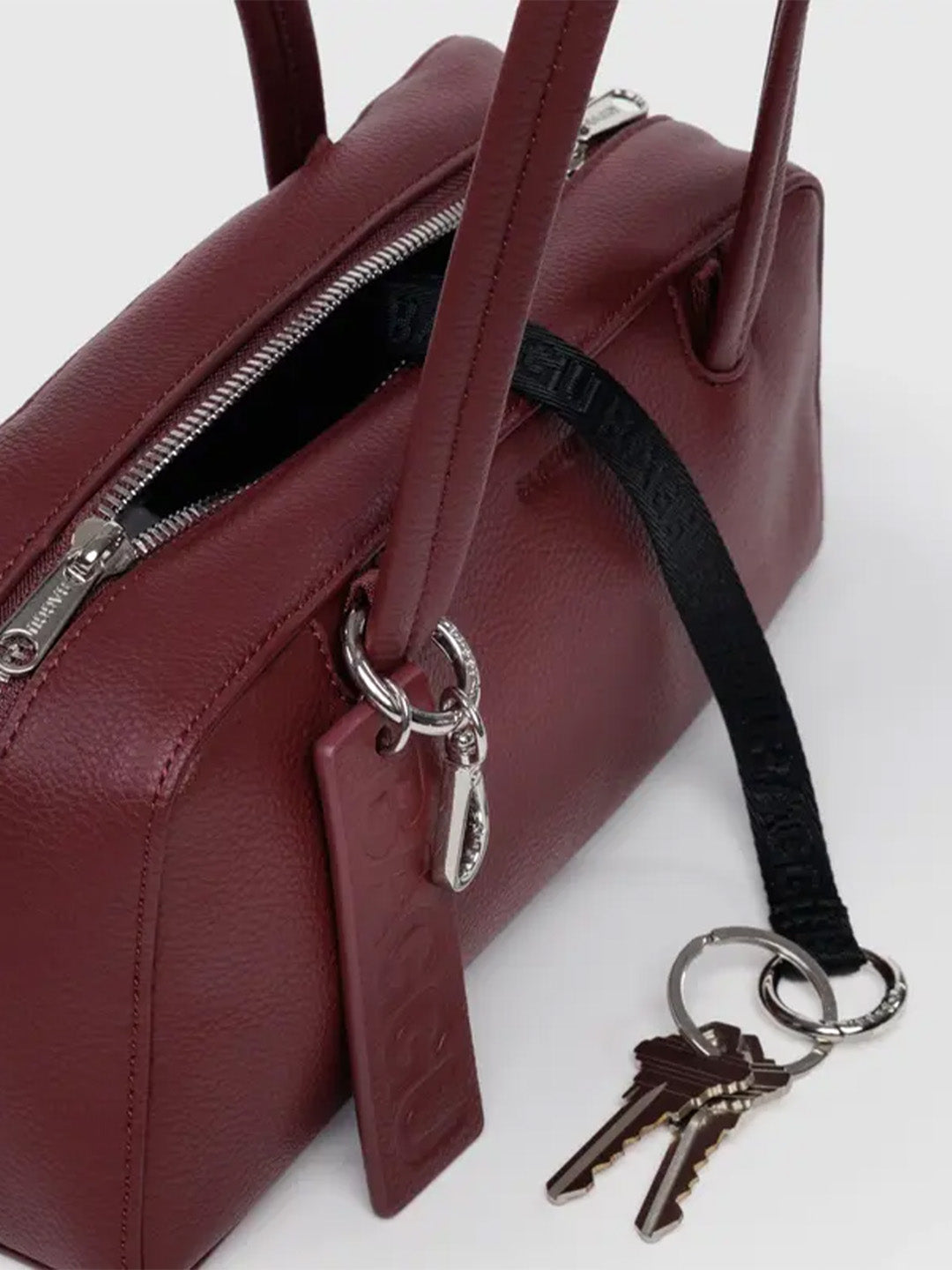 Small Recycled Leather Bowler Bag - Mahogany