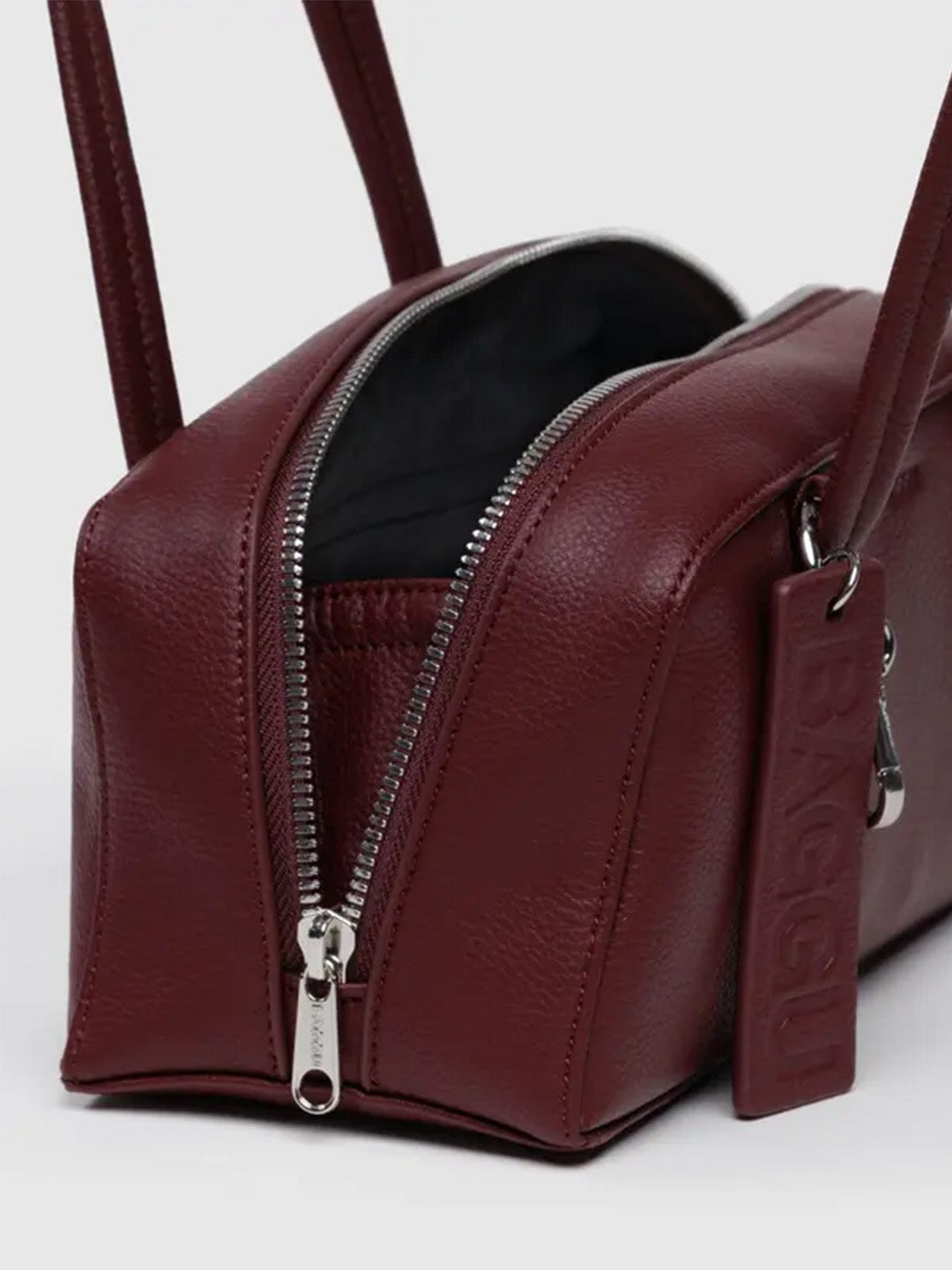 Small Recycled Leather Bowler Bag - Mahogany