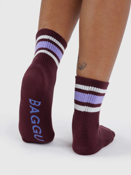 Ribbed Socks - Mahogany Stripe