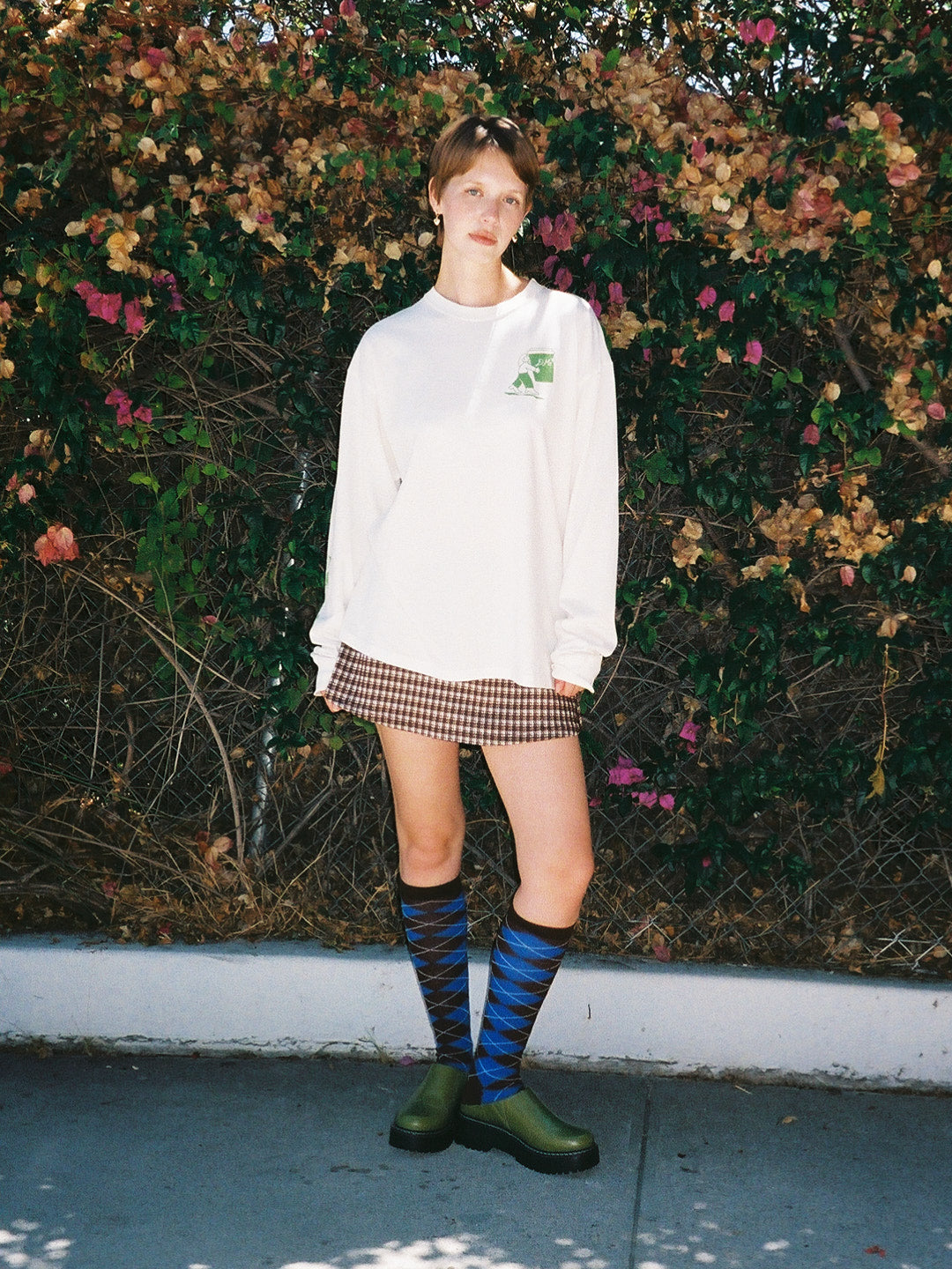 Knee High Argyle Socks - Chocolate/Blue