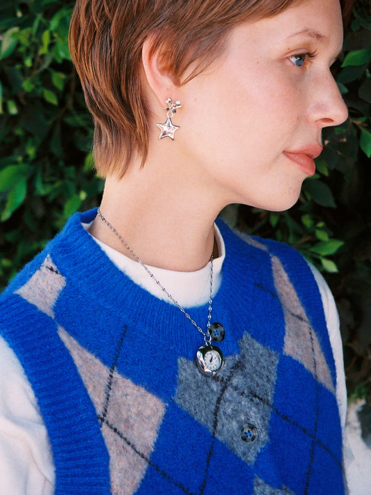 5 Min Away Watch Necklace - Silver