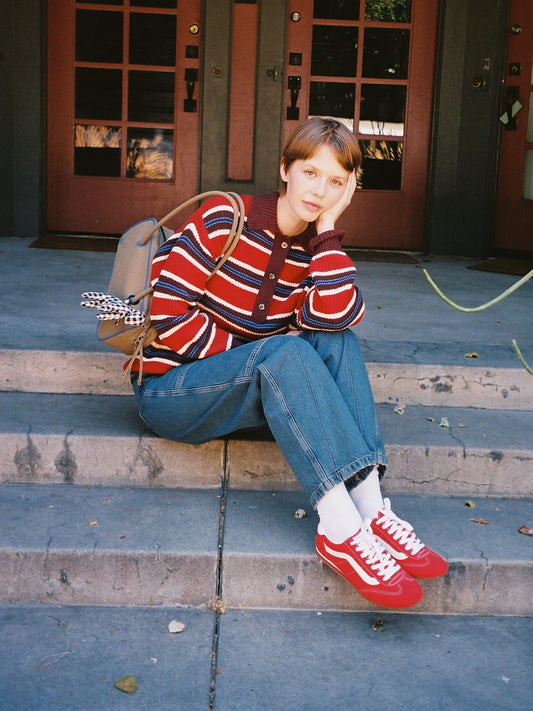 Ilona Rugby Striped Jumper - Burgundy Stripe