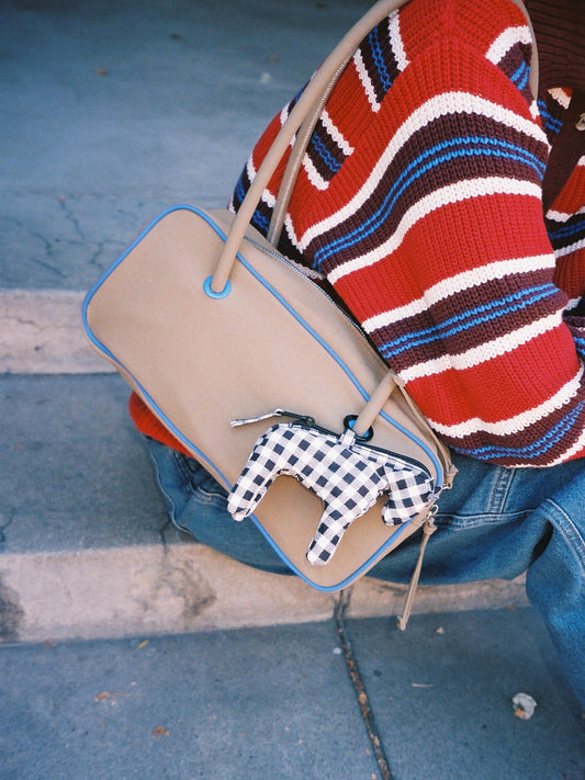 Horse Charm - Black & White Gingham