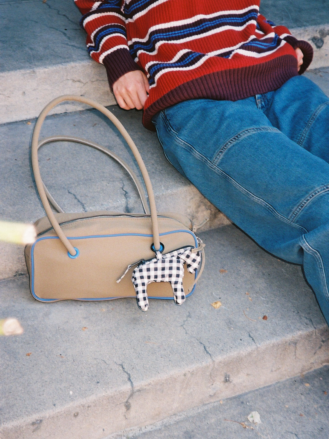 Benny Bowler Bag - Olive & Cobalt