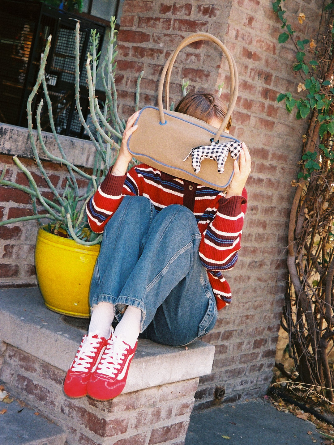 Benny Bowler Bag - Olive & Cobalt