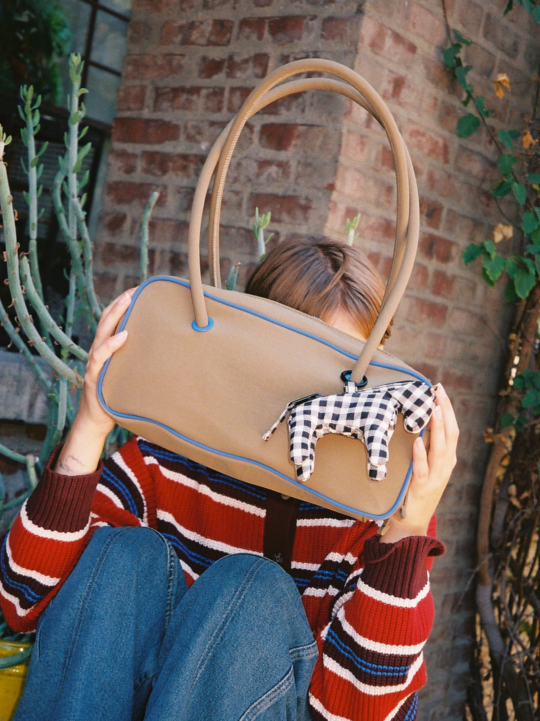 Horse Charm - Black & White Gingham