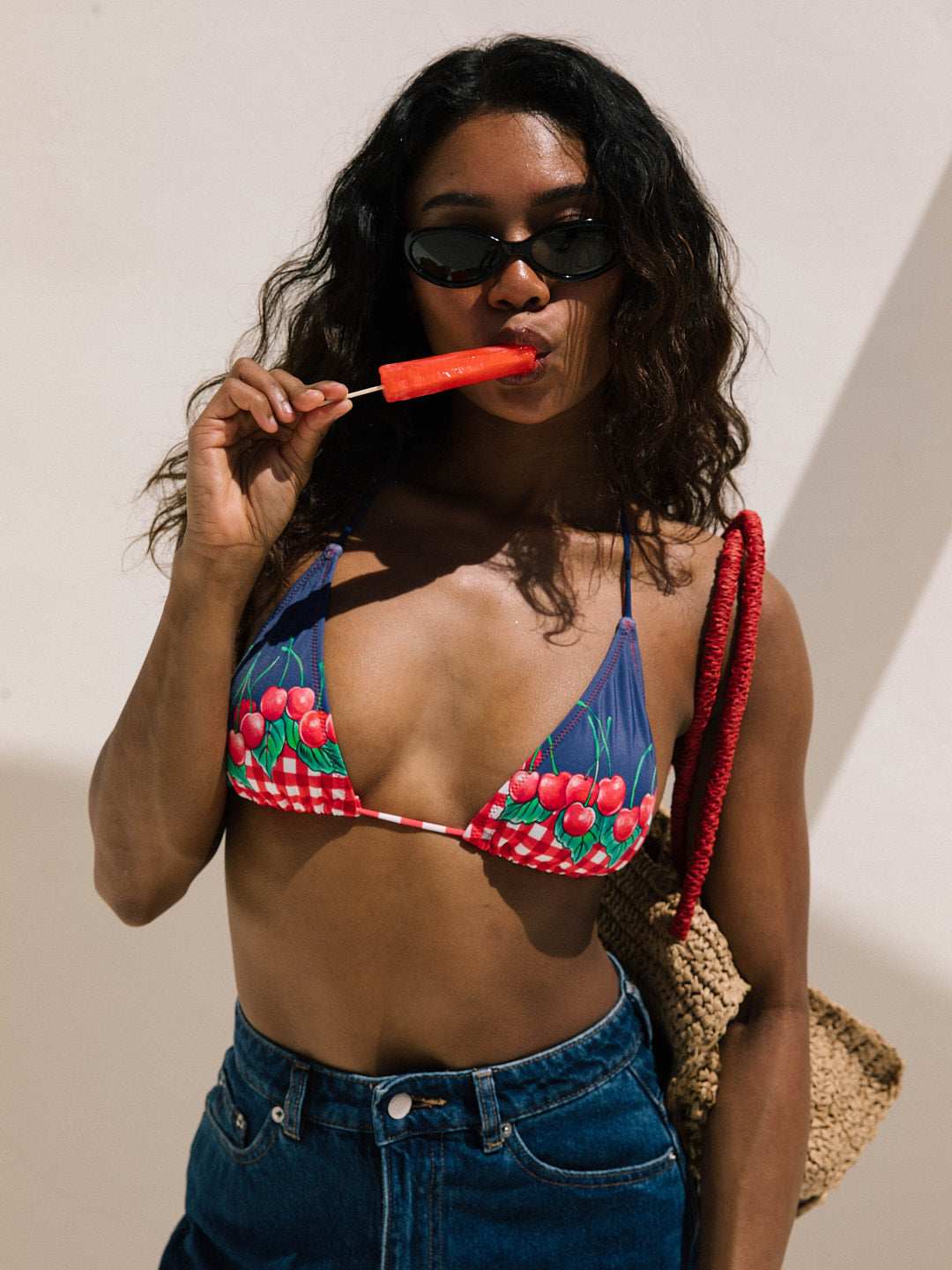 The Front Triangle Bikini Top - Cherry Pie