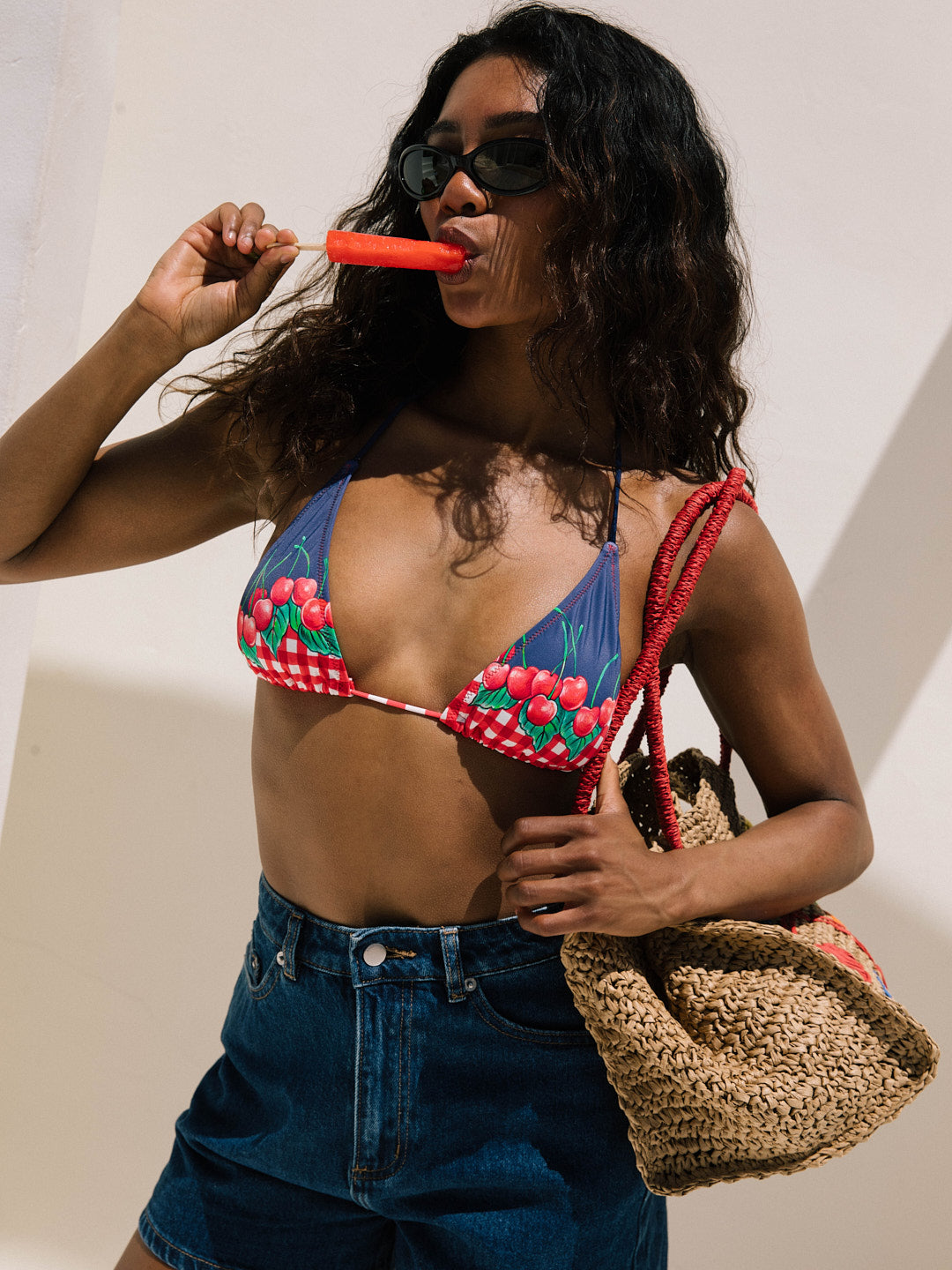 The Front Triangle Bikini Top - Cherry Pie