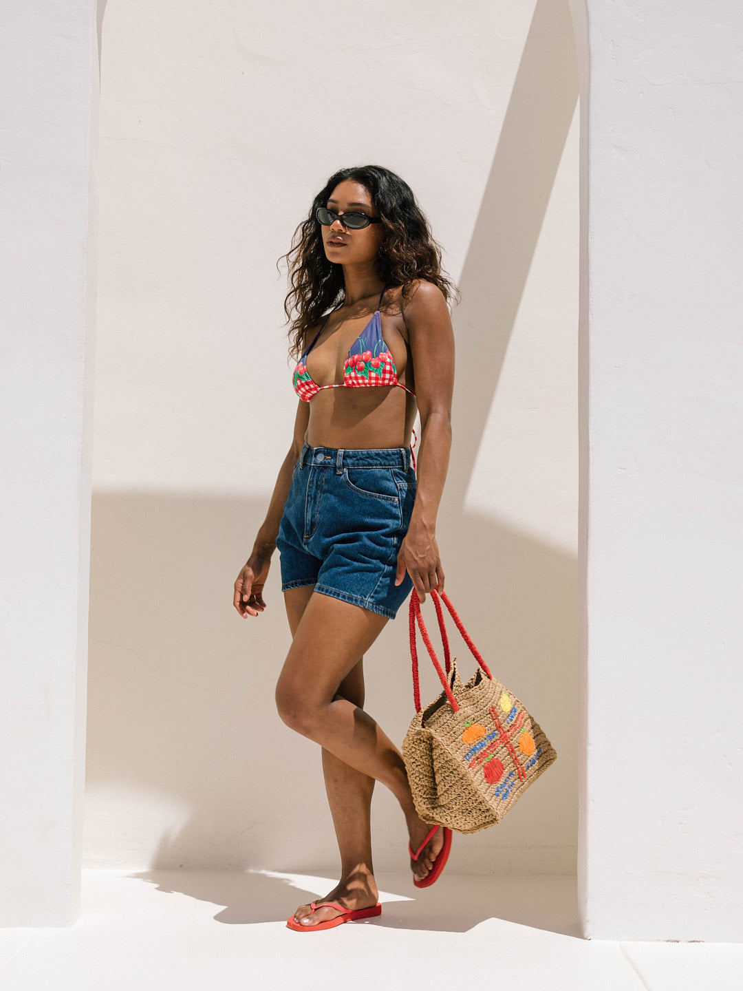 Fruity Raffia Bag - Fruit Print