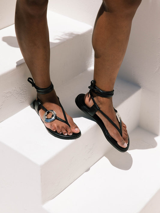 Morosia Leather Sandals - Black