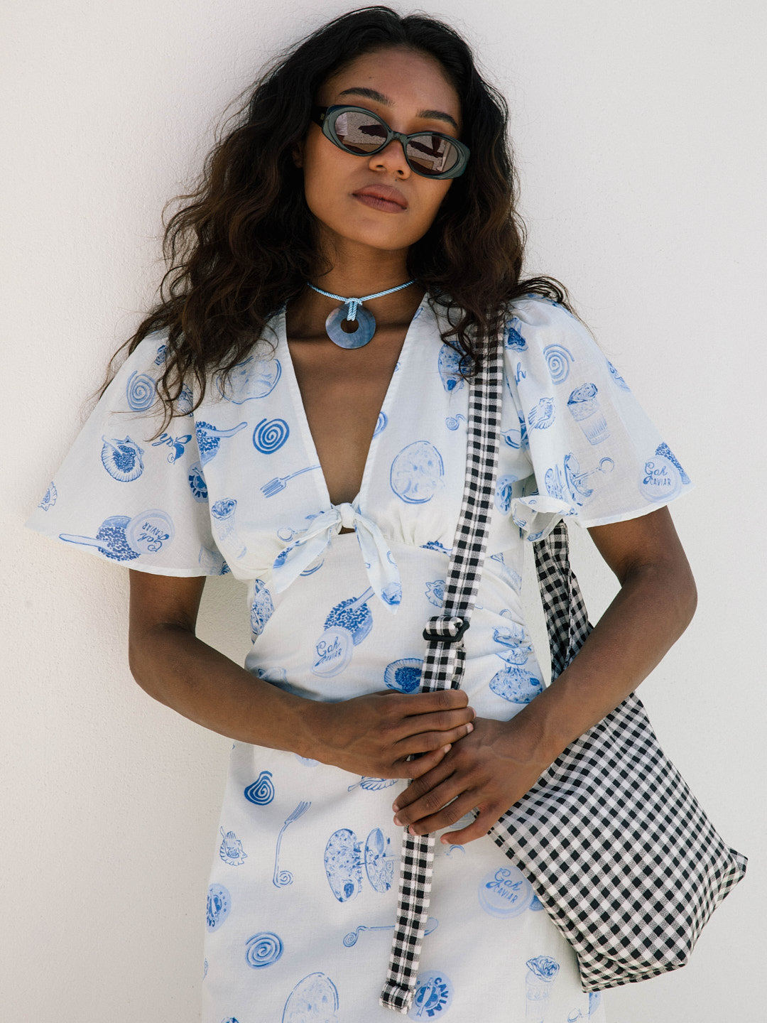 Small Nylon Sling - Black & White Gingham