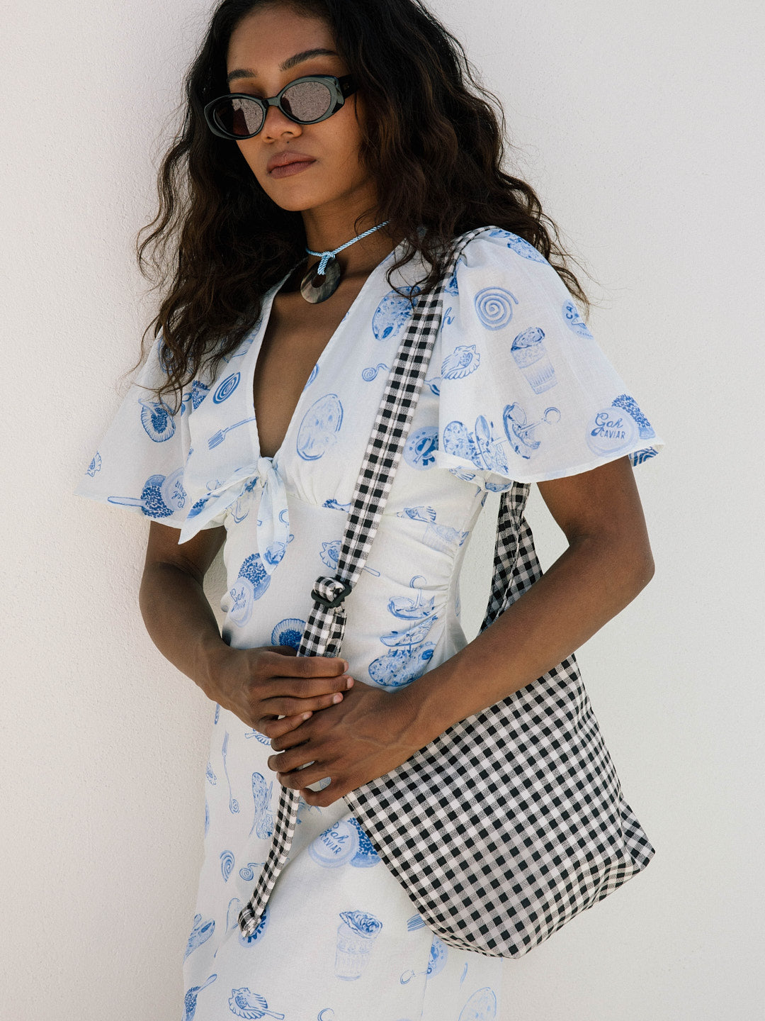 Small Nylon Sling - Black & White Gingham
