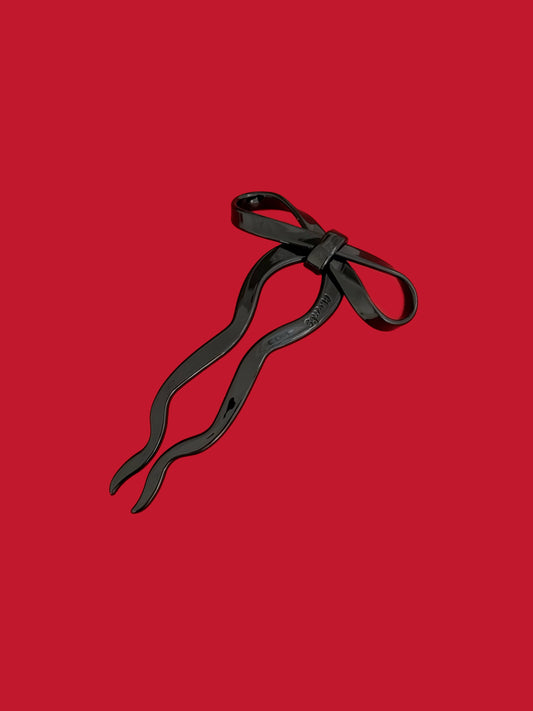 Large Bow Hairpin - Black