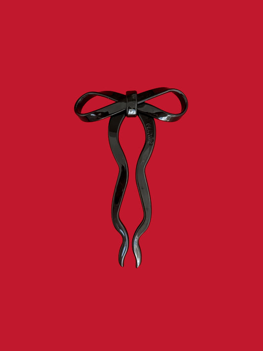 Large Bow Hairpin - Black