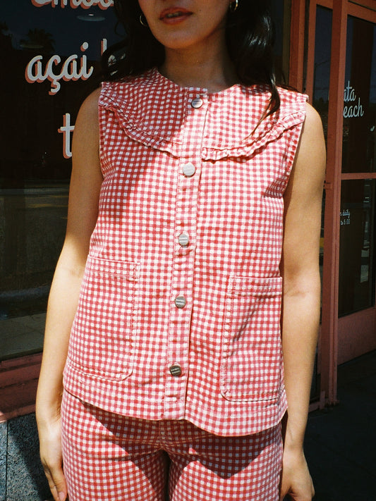Mari Gilet - Red Gingham