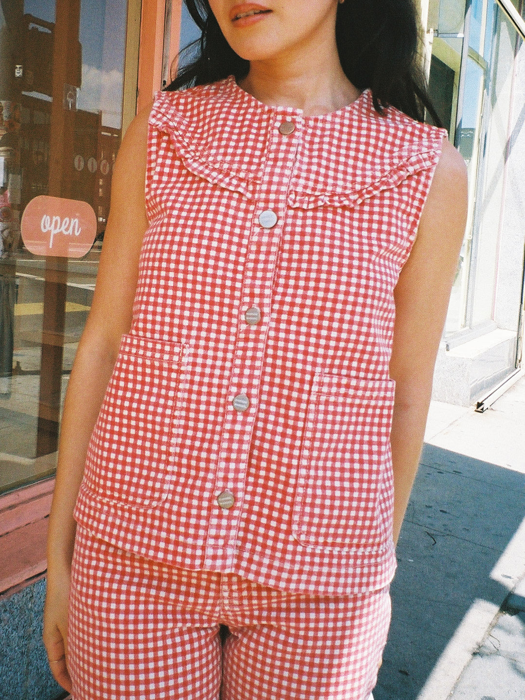 Mari Gilet - Red Gingham