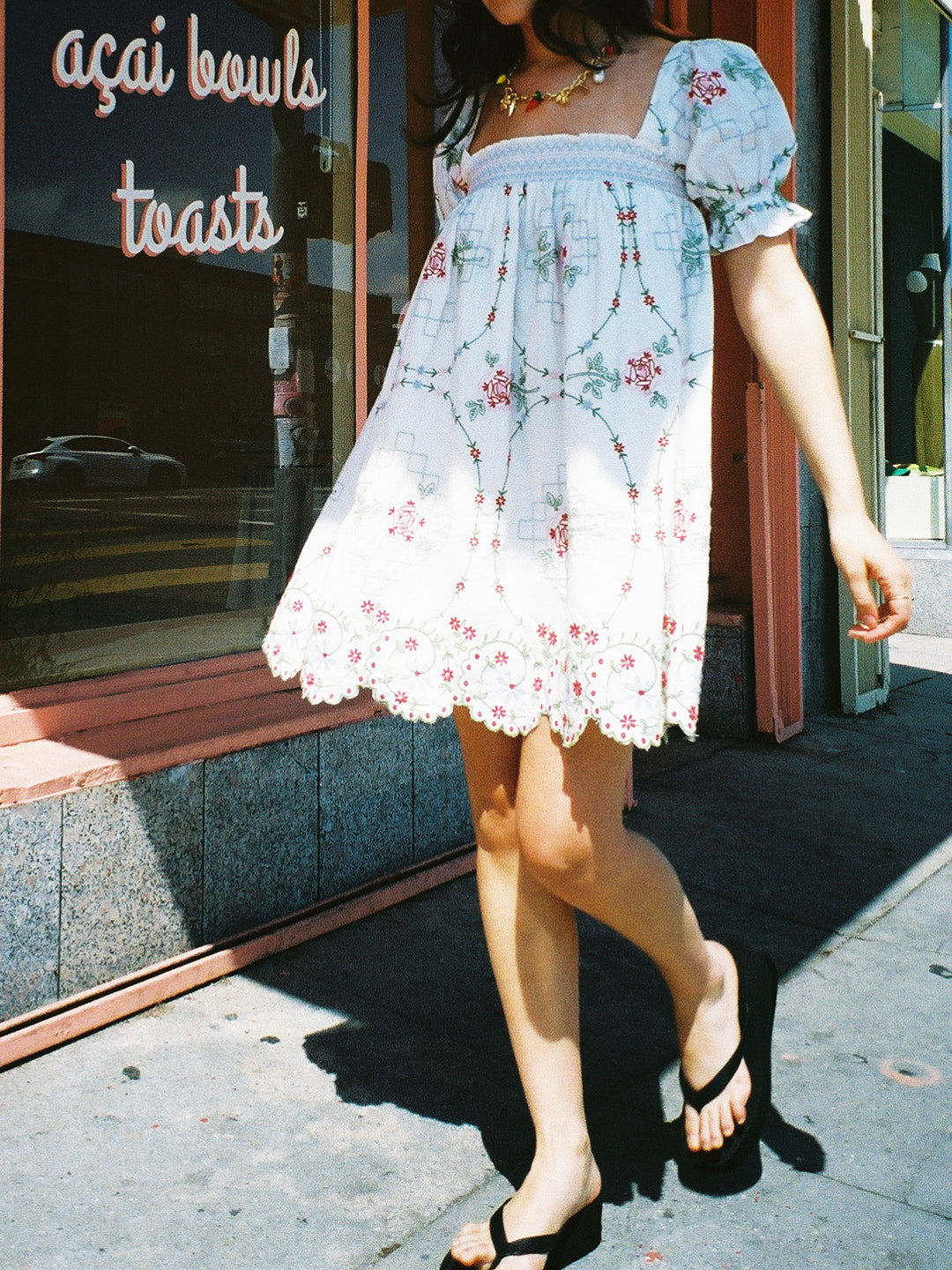 Lulu Mini Dress - Red Embroidery