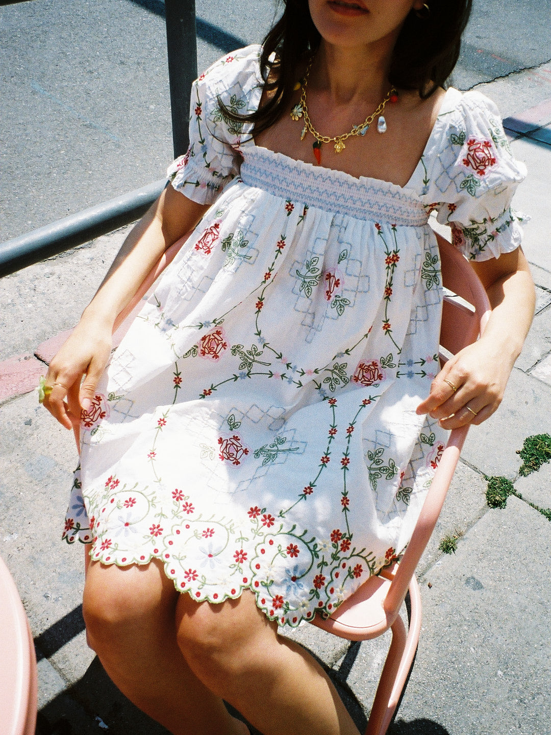 Lulu Mini Dress - Red Embroidery