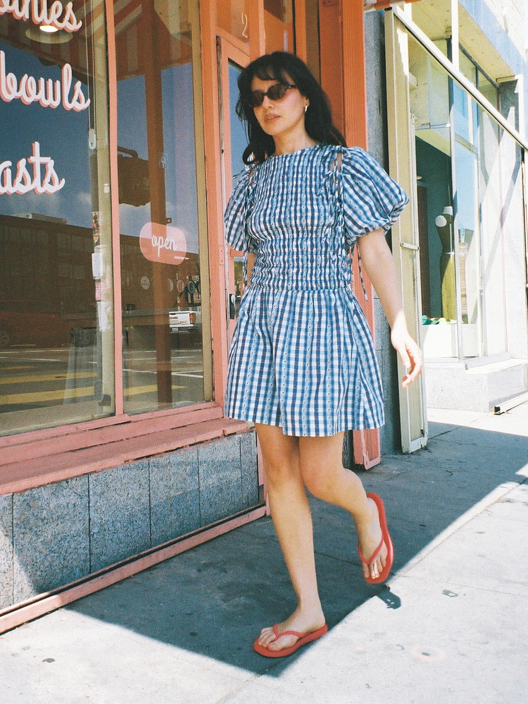 Becca Bubble Mini Dress - Blue Margot Gingham