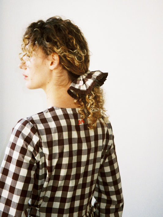 Frill Edge Scrunchie - Butter Gingham