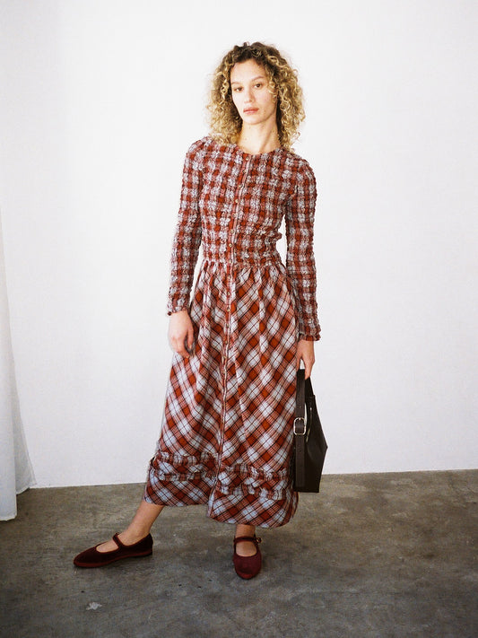 Posey Cardi Midi Dress - Blue Fog Mutli Check