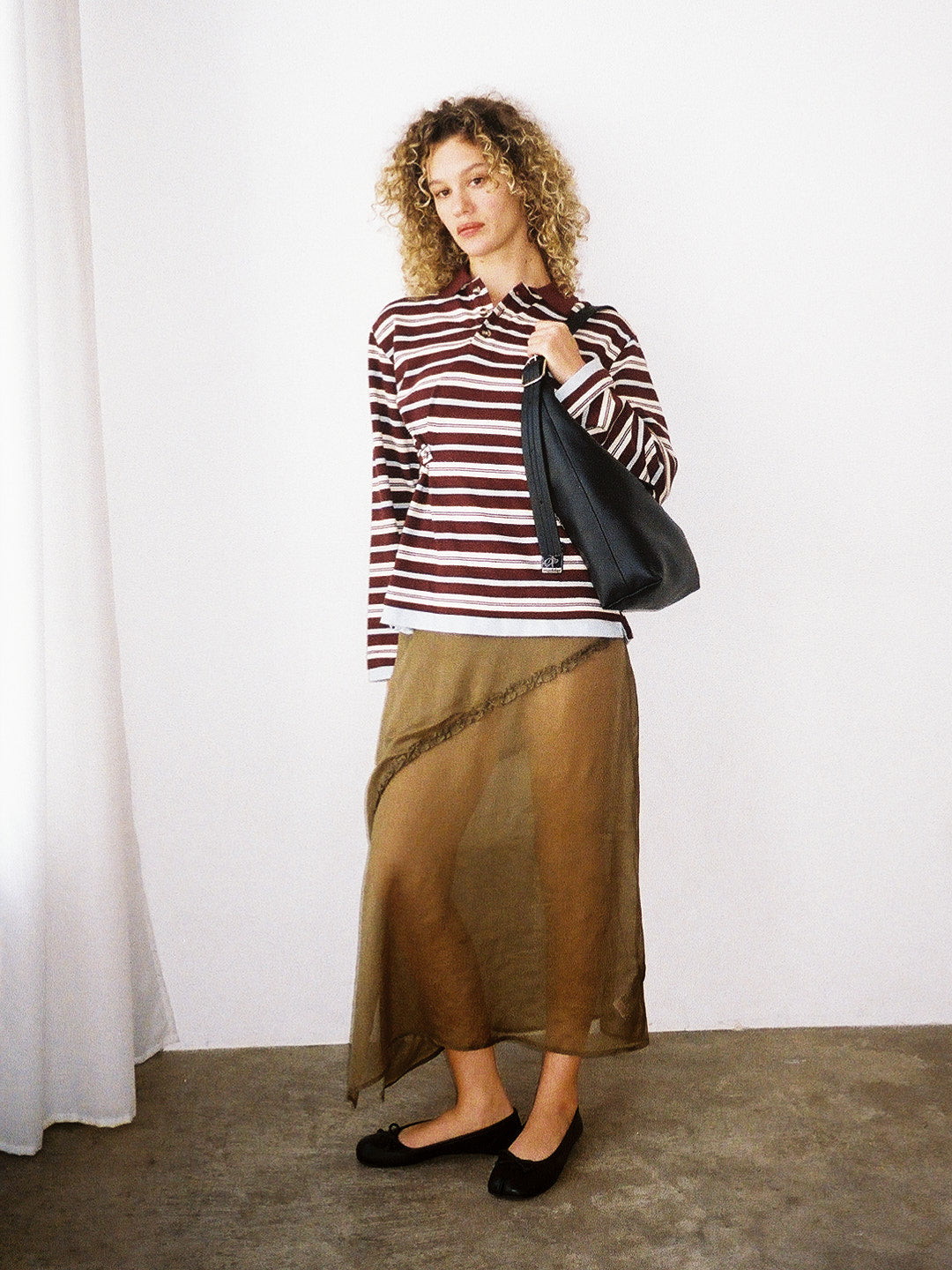 Recycled Leather Shoulder Bag - Black