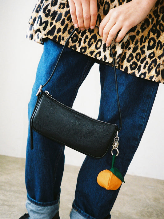 Recycled Leather Pochette - Black