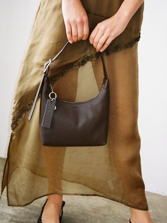 Mini Recycled Leather Shoulder Bag - Brown