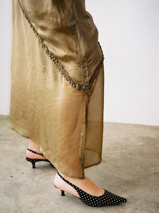 Sasha Ruffle Slip Dress - Sheer Olive