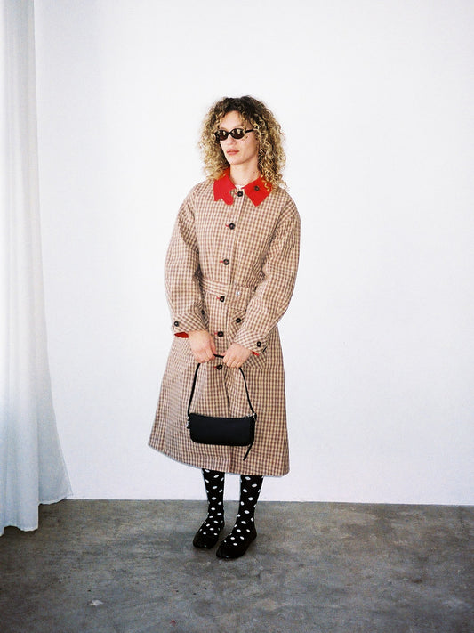 Anja Reversible Honey Trench - Tan & Red