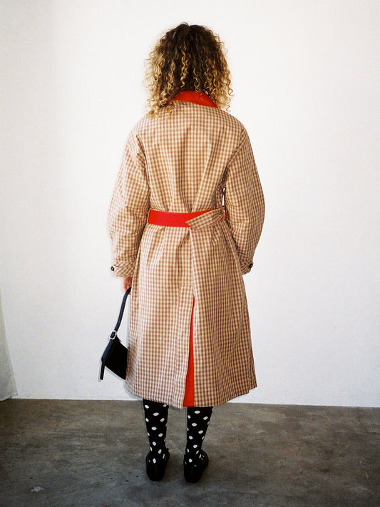 Anja Reversible Honey Trench - Tan & Red