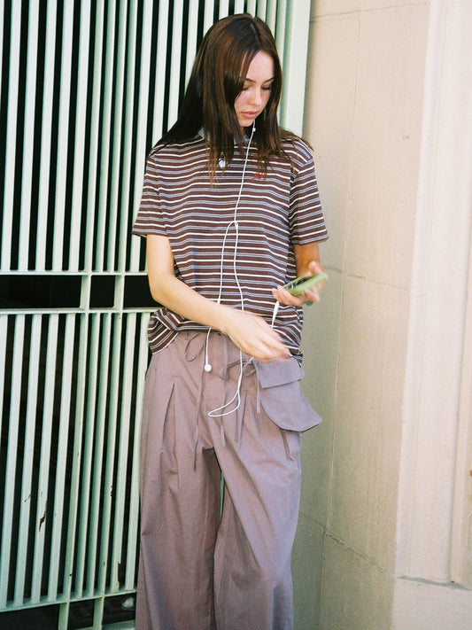 Ariel Relaxed Tee - Brown & Blue Stripe
