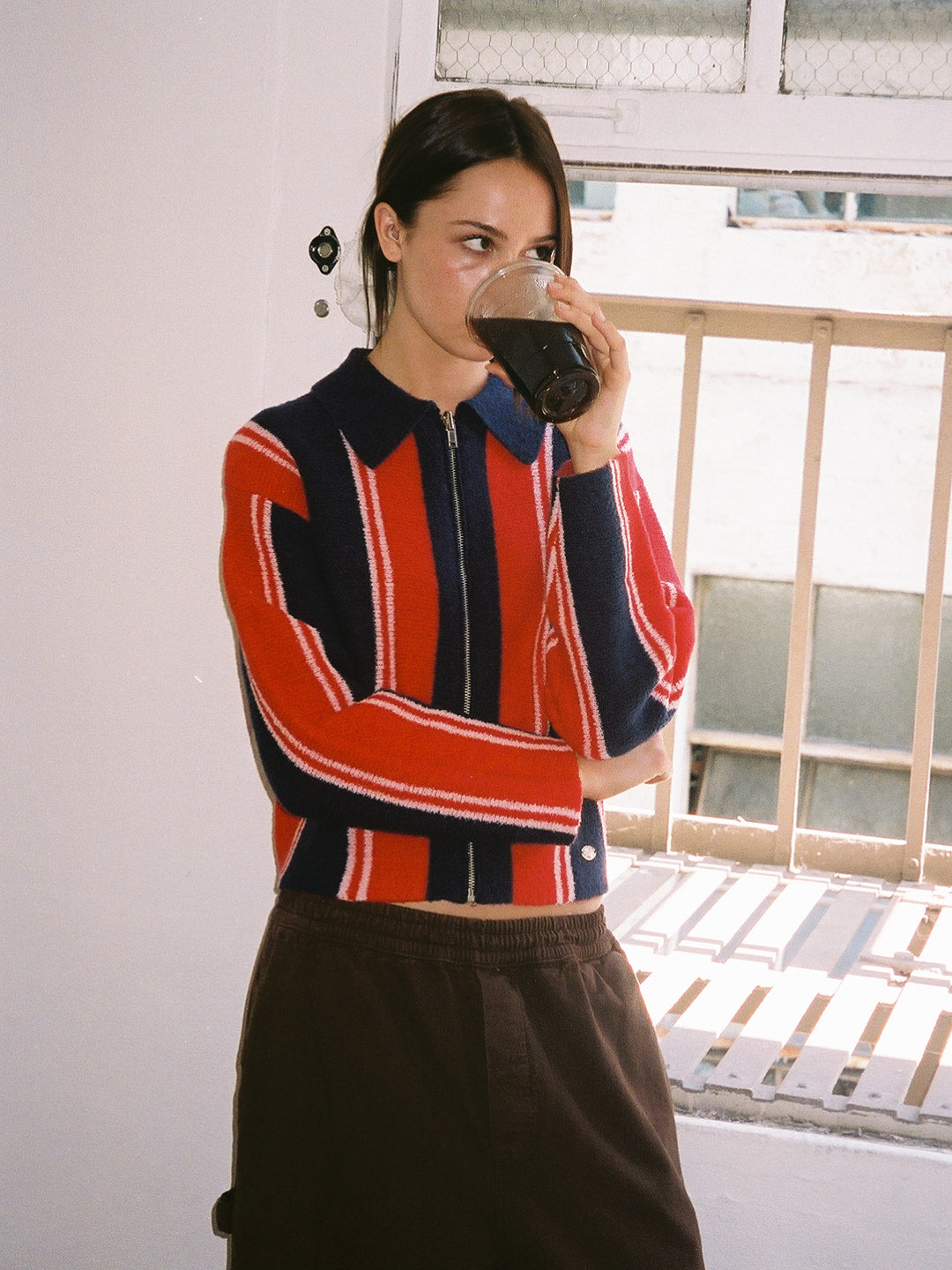 Bibi Boxy Reversible Cardigan - Vertical Stripe