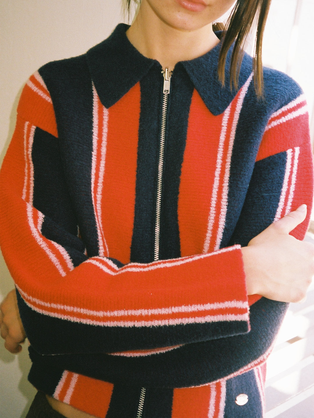 Bibi Boxy Reversible Cardigan - Vertical Stripe