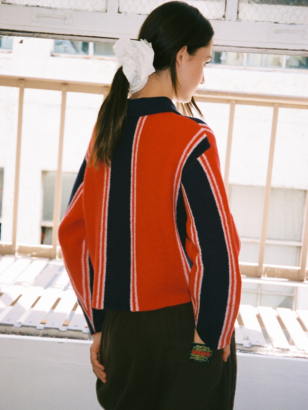 Bibi Boxy Reversible Cardigan - Vertical Stripe