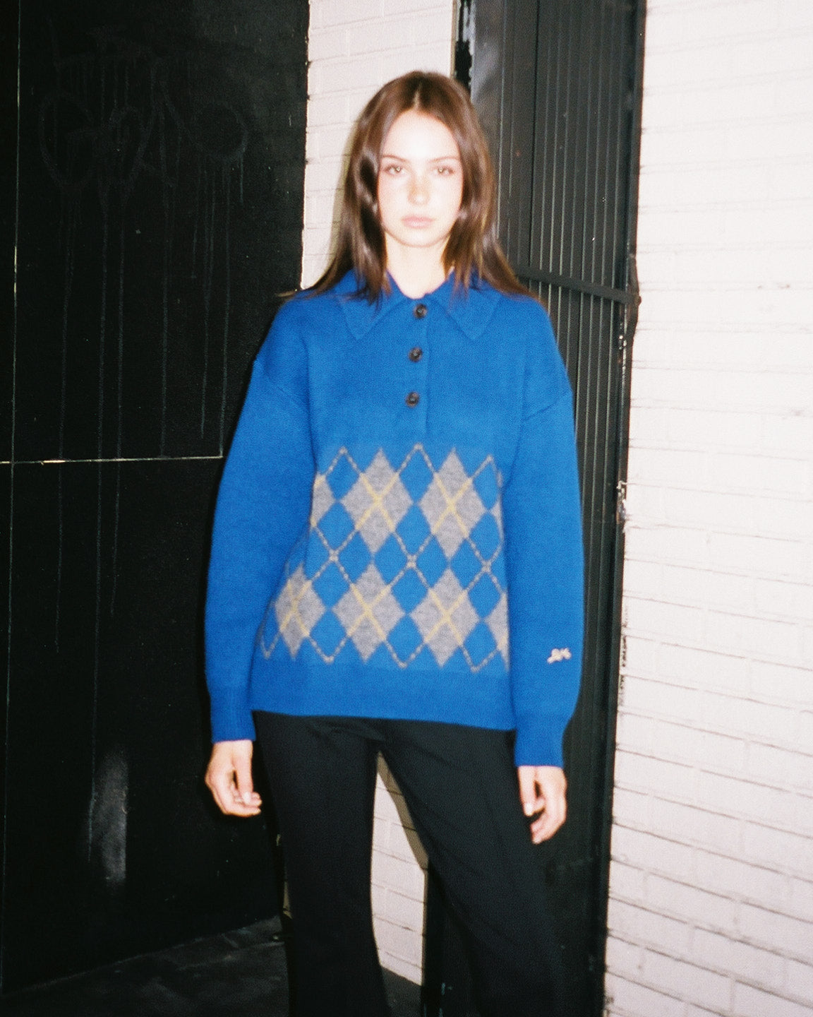 Saskia Slouchy Rugby Jumper - Bold Argyle