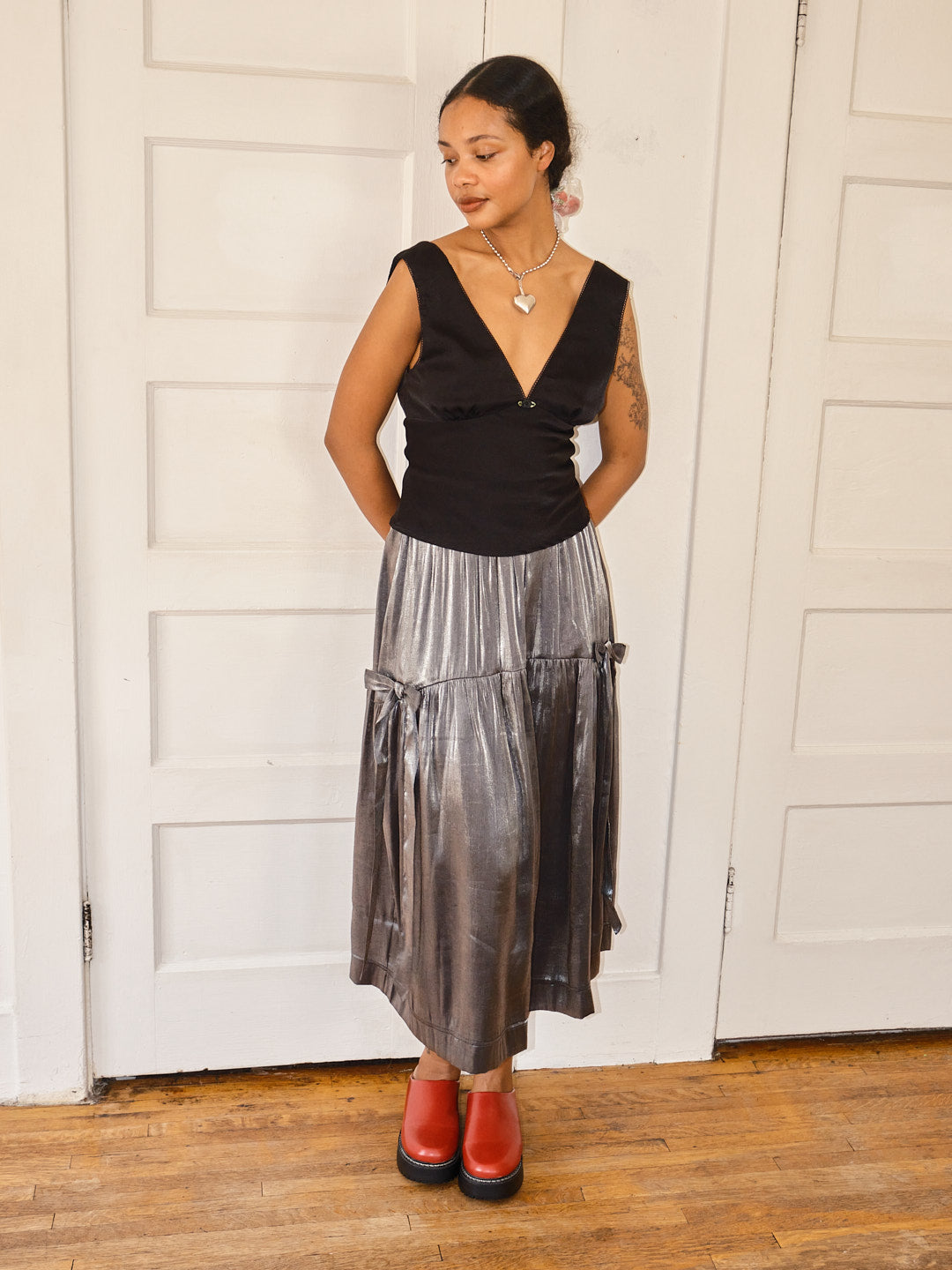 Dempsey Bow Skirt - Grey