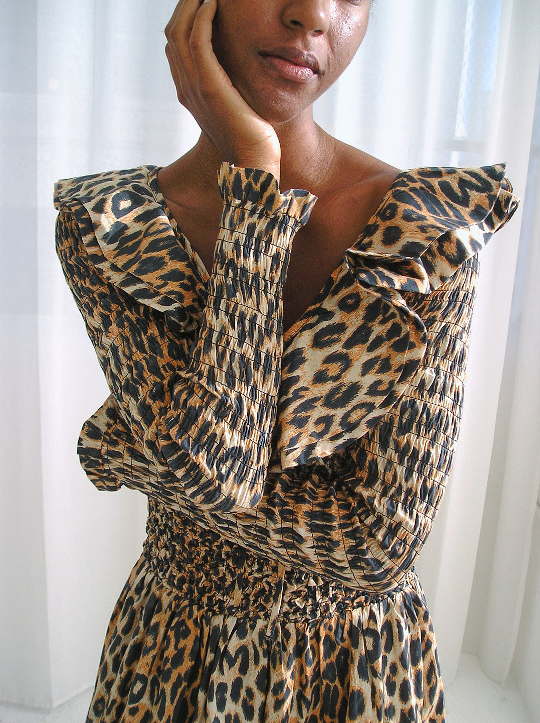 chinese dress ladies Nairobi Midi Long Sleeve Wrap Dress In Pink Leopard – Love