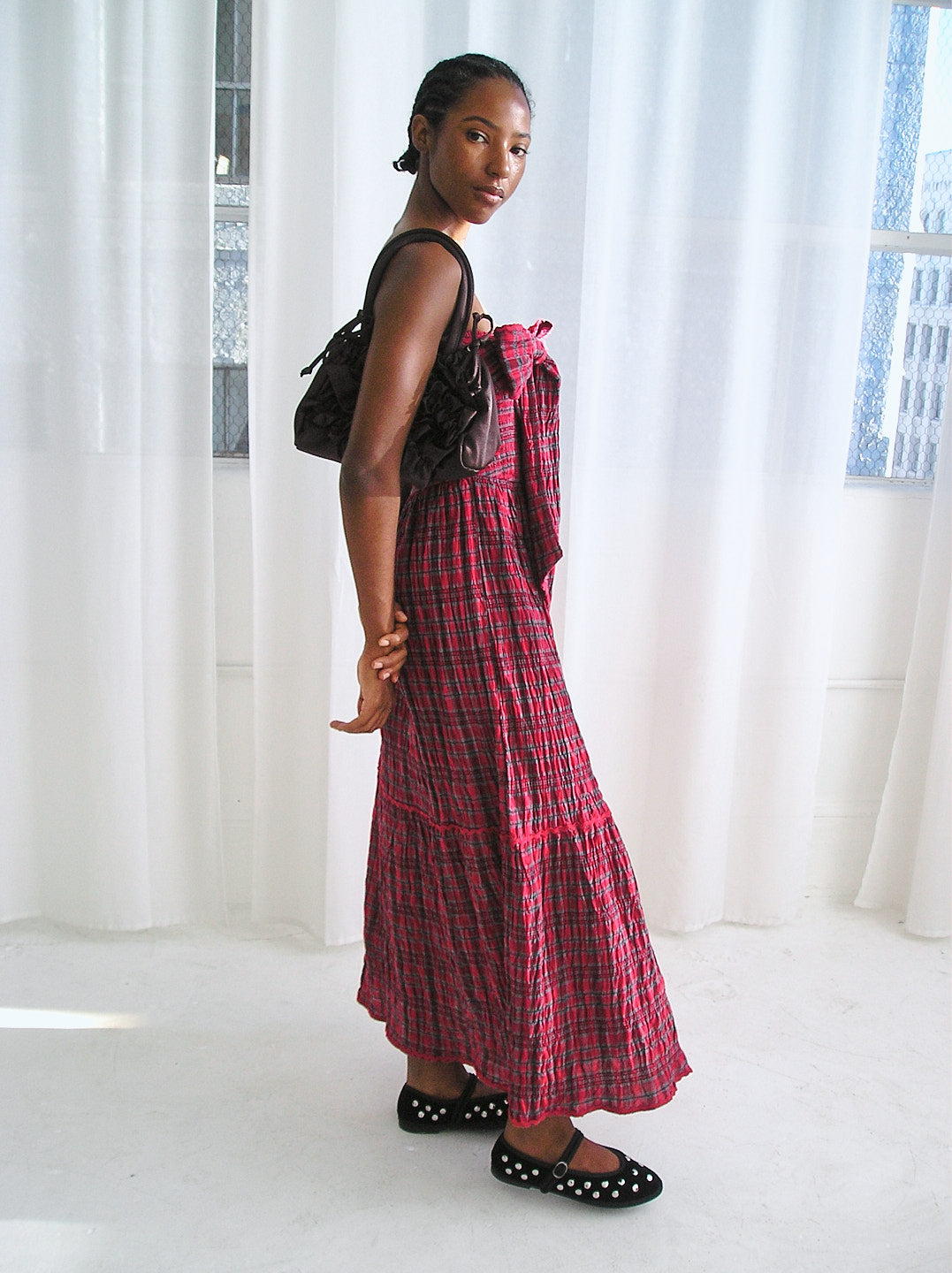 Mia Midi Dress - Red Check