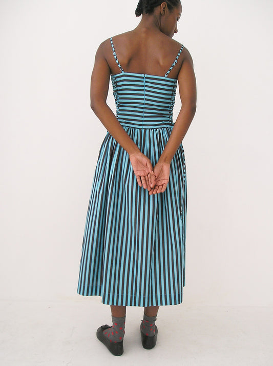 Angelina Midi Dress - Blue Chocolate Stripe