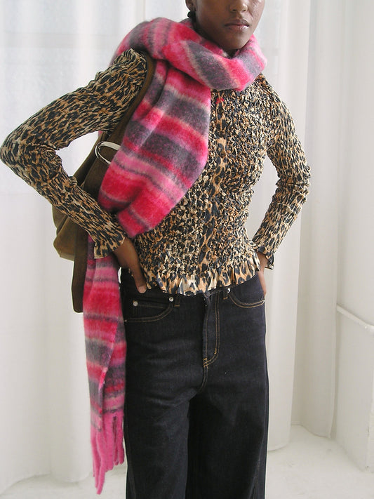 DM Fluffy Scarf - Pink Pop Stripe